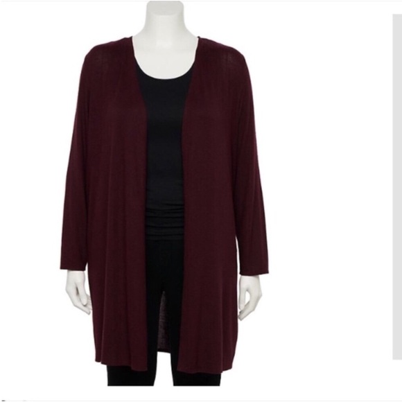 Apt 9 lightweight open front cardigan Woman’s 0X color called raisin - Picture 1 of 12